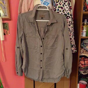 Pseudo military style long sleeve button up top